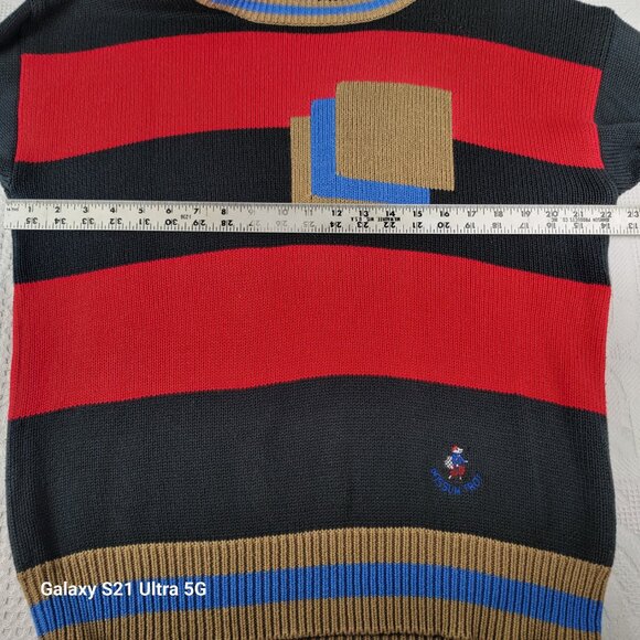 Aureus sweater crew‎ vtg men's size Lg Possum Trot logo retro stripe red black - Picture 4 of 11